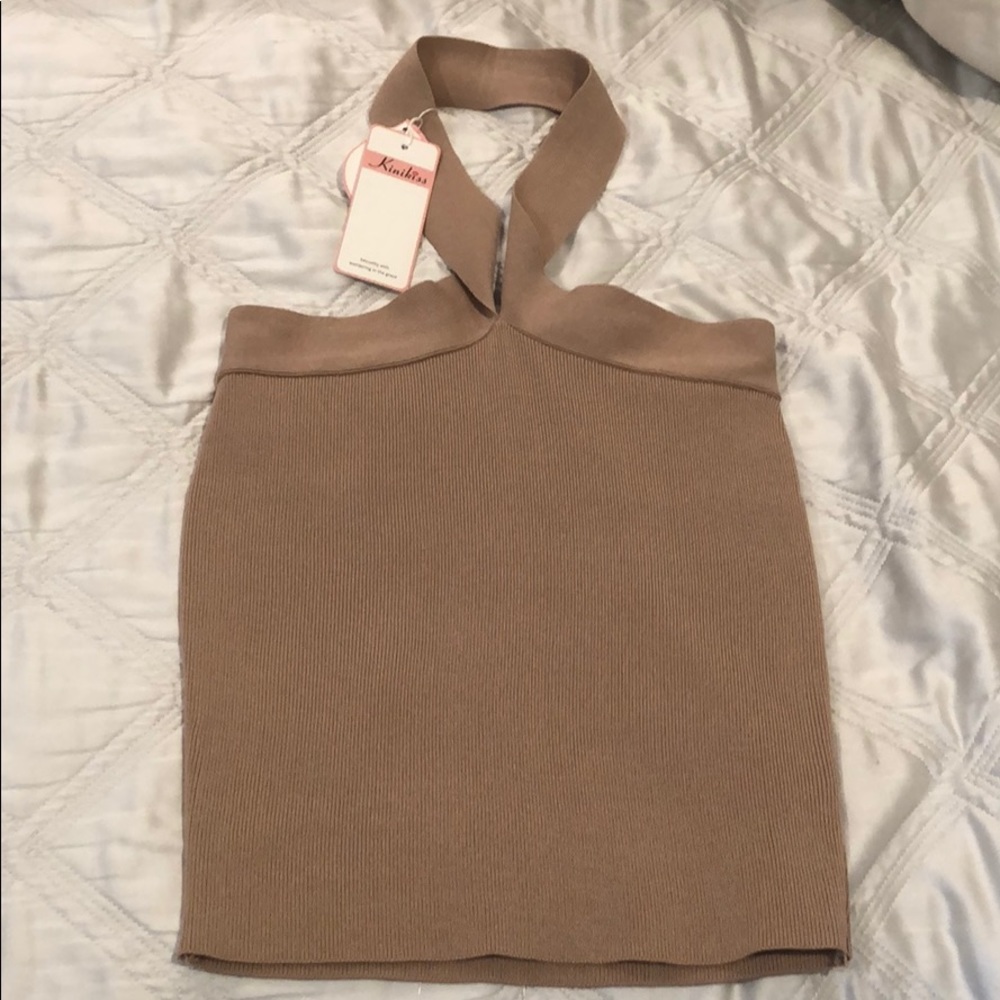 Nude halter top stretchy size small